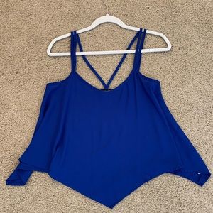 Blue Loose Flowy Tank Top
